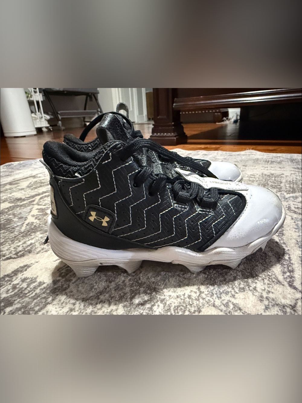 Under Armour Kids Black and White Zigzag Athletic Sneakers